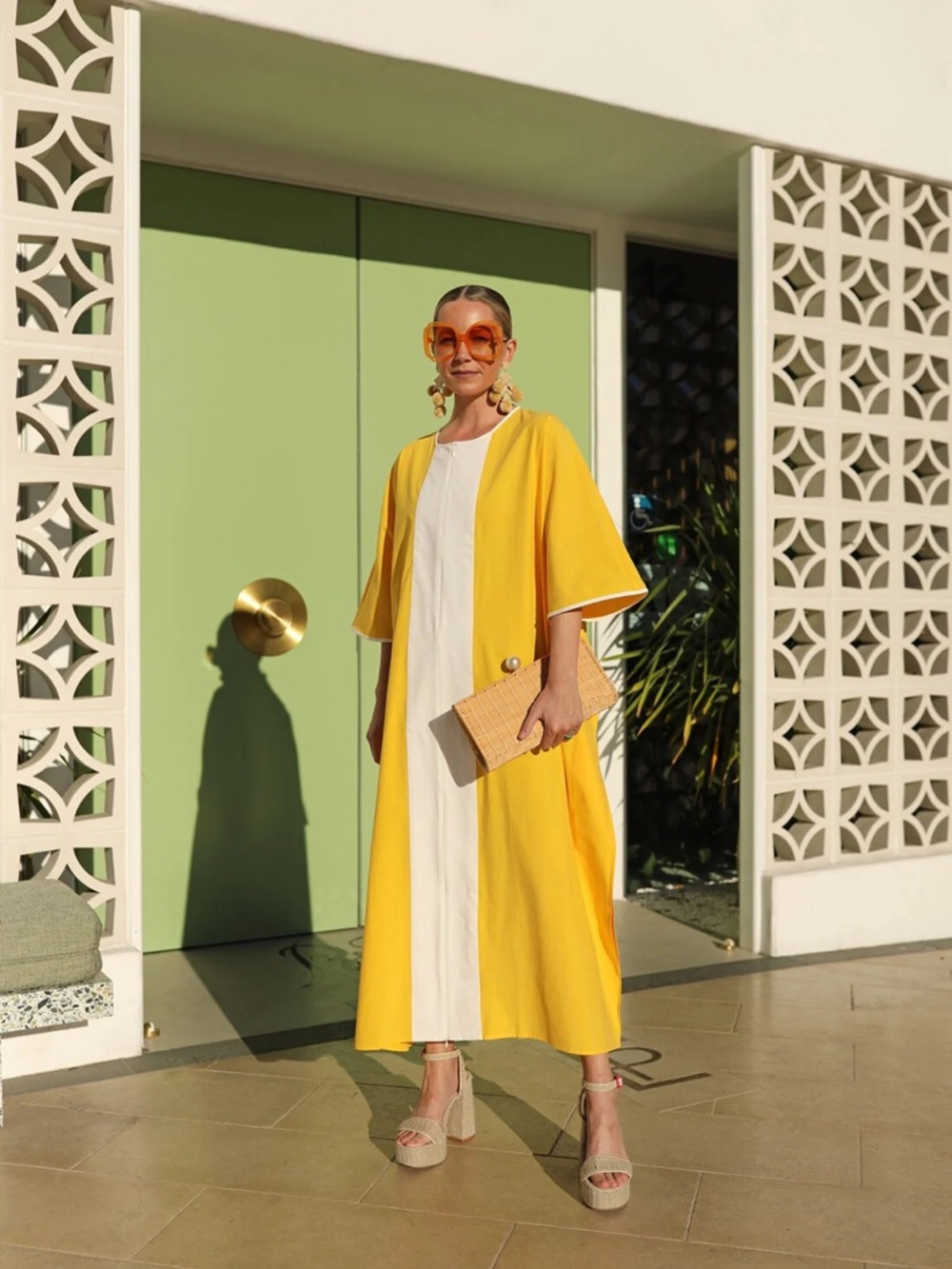 Tuckernuck Yellow Celeste Caftan Dress Maxi Summer Beach Coverup